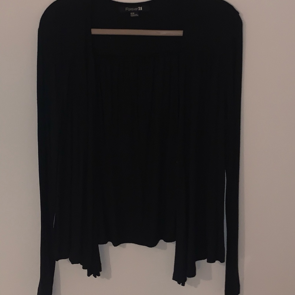 Black open cardigan